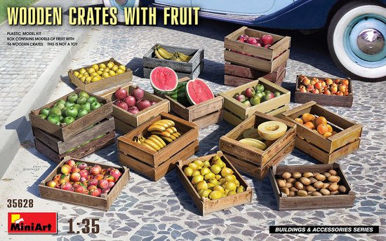 1/35 CAISSES EN BOIS AVEC FRUITS (12/21) * - kits de construction de modèles, jouets de construction de loisirs pour enfants, peinture de modèle et accessoires