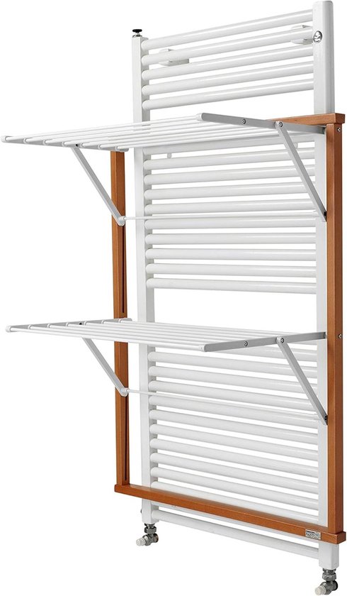 Tall Radiator Drying Rack Radiator Drying Rack - Foldable - 10mt Linen - Colour: Cherry Wood | bol