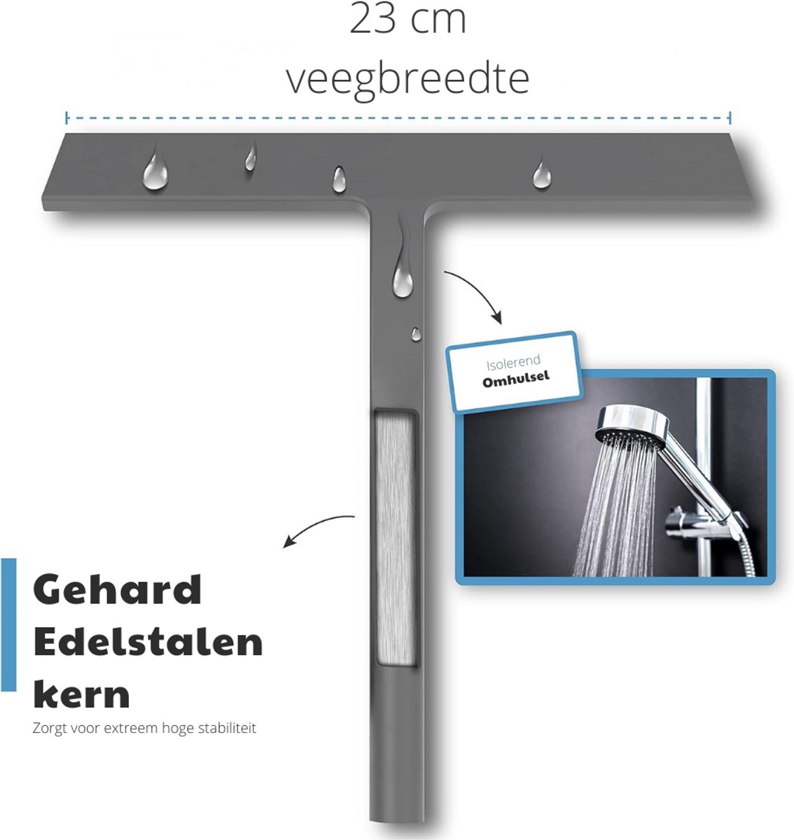 Goodivery® - Douchewisser - Vloertrekker - Raamwisser - 25x25x5 grijs