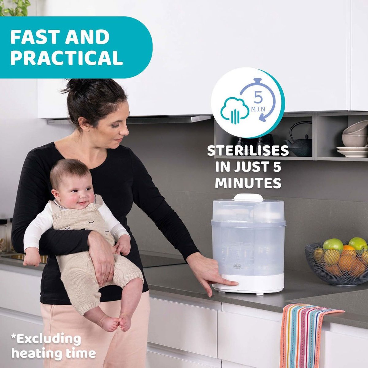 Chicco SterilNatural 3-in-1 Sterilisator - Steriliseert in 5 Minuten met Stoom | Tot 6 Flessen | 0m+ — cadeau in Cadeau-ideeën - foto 8