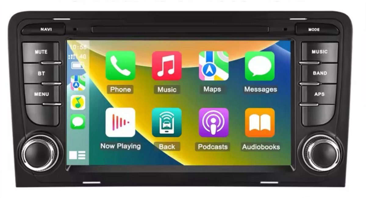 Navigatiesysteem auto met scherm - autoradio geschikt voor CarPlay en Android auto - bluetooth radio - geschikt voor Audi A3 2003-2013