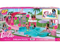 Barbie Droomzwembad - Speelset met Glijbaan en Bubbelbad en meer dan 20 Accessoires