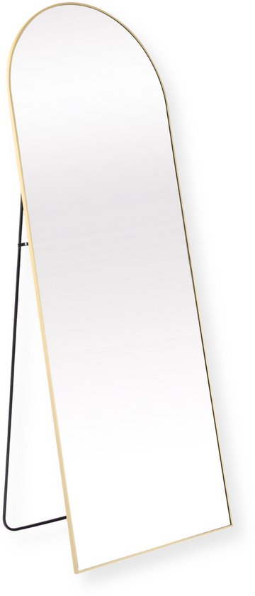 Buxibo Ovale Boogspiegel – Gehard Veiligheidsglas Staande Spiegel – Volledige Lengte – 160x60 cm – Goud
