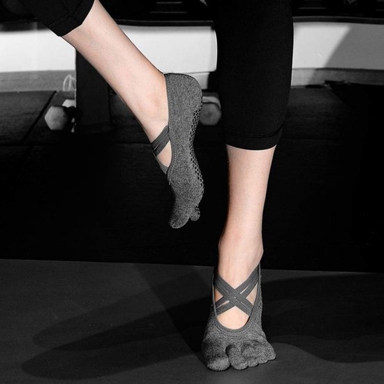 2 paar yoga sokken voor dames - antislip sokken met vijf tenen - pilatessokken - vloersokken - geschikt voor pilates, ballet, dans, op blote voeten — afbeelding 5