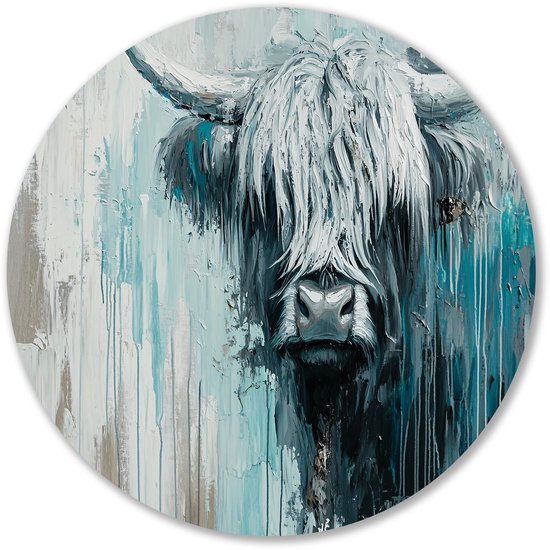 Schotse hooglander abstract design - Schotse hooglander wandcirkels - Wandobject rond koe - Kantoor - Muurcirkel Forex - Wanddecoratie kunst - muurcirkel forex 40x40 cm