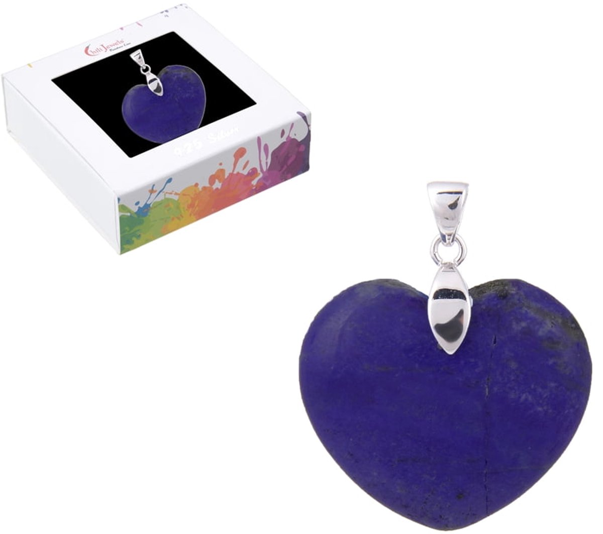 Hanger Lapis Lazuli hart verzilverd