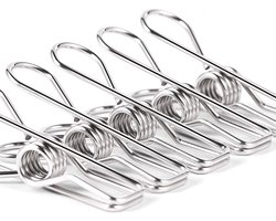 20x Extra Sterke RVS Wasknijpers- Weerbestendig roestvrij staal - Geschikt voor dikke dekens - Buitengebruik - Zilver