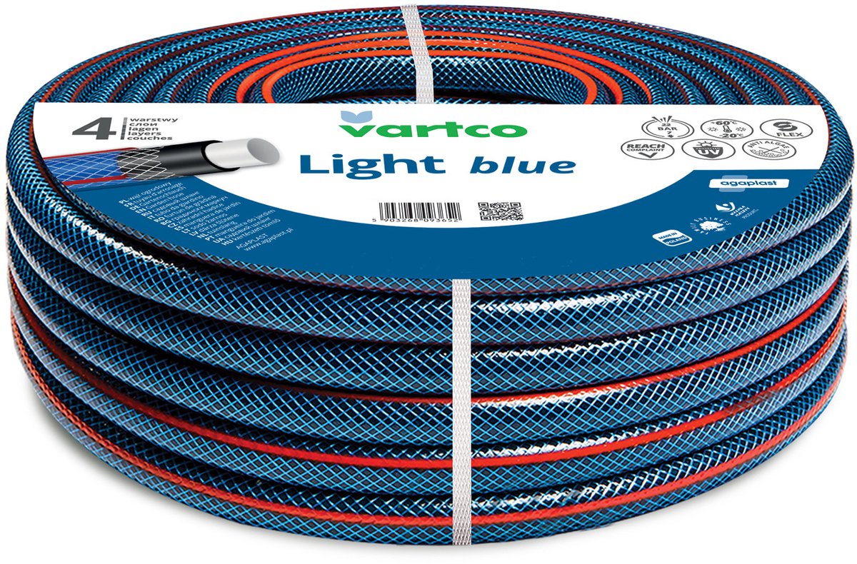 Vartco - Tuinslang 1/2" - 100m 4-lagig 22 bar - Blauw