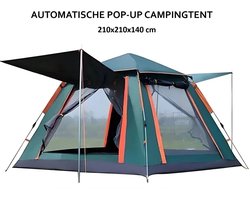 Automatische Pop-up Tent - Waterdicht Kampeertent voor 2-3-4 Personen –Camping Tent - 210x210x140cm - Outdoor Kampeer & Festival Tent–Ideaal voor Gezinscamping en Buitenactiviteiten-Snel Opzetbaar– Met Luifel & Draagtas – Groen – Lexorion