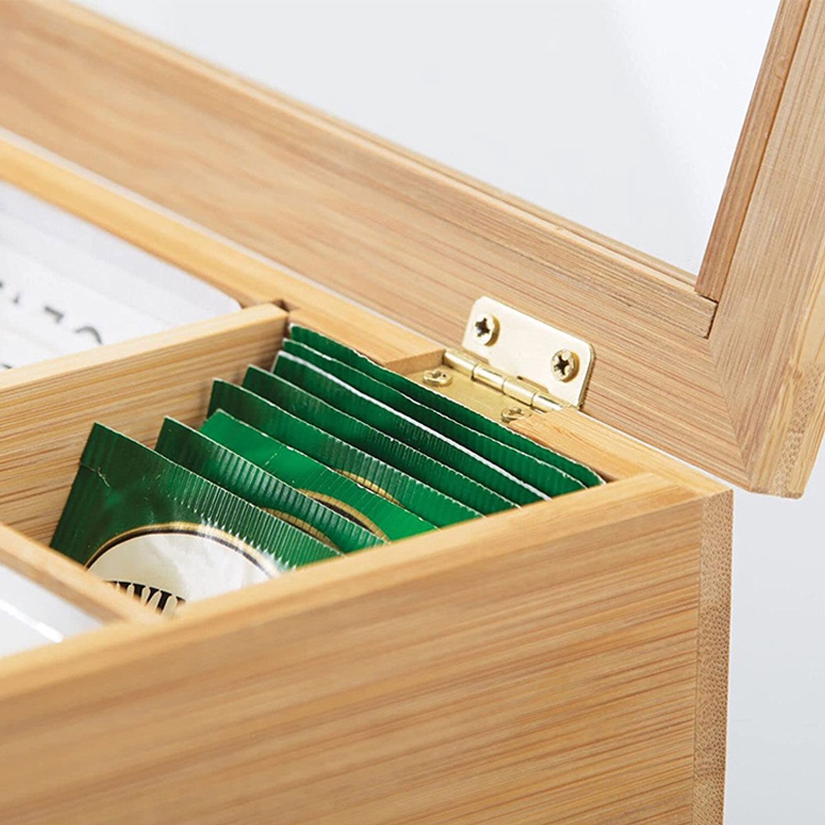 LifeLux Luxe Bamboe Theebox 12 vakken – Stijlvolle Thee Opbergdoos met Doorzichtige Bovenkant | Organizer voor Theezakjes & Accessoires — cadeau in Wonen & Interieur - foto 5