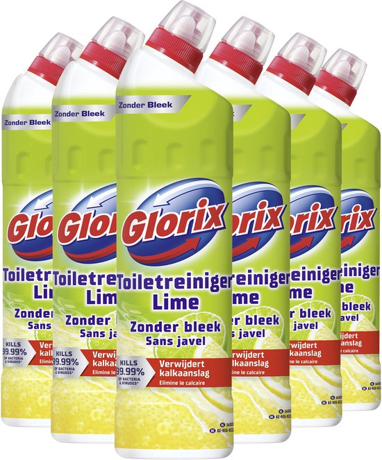 Glorix Toiletreiniger - Zonder Bleek - Lime - 6 flessen x 750 ml - Voordeelverpakking