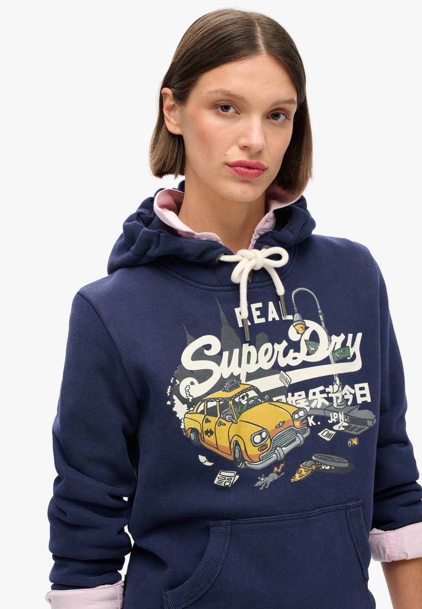 Superdry New York hoodie met print Dames Hoodies Marineblauw