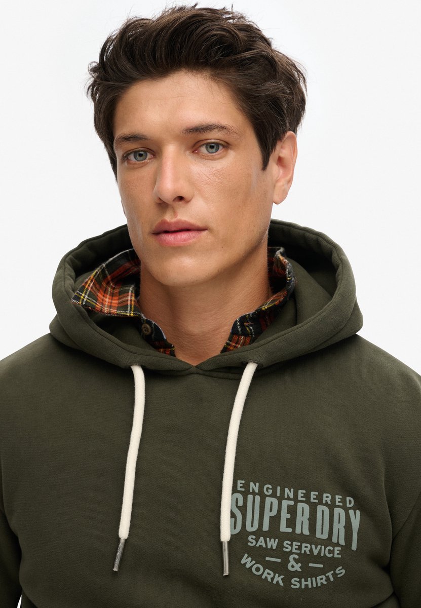 Superdry Machined Goods Workwear hoodie Heren Hoodies Groen