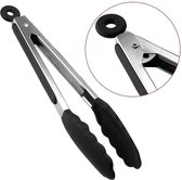 Pinces de cuisine en Siliconen - Pinces à viande et de service - Pinces à BBQ - Pinces à salade - 21 cm - Zwart
