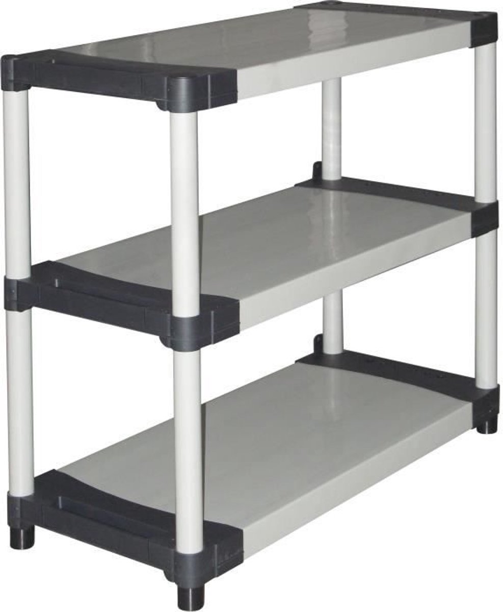 Kunststof plank - TOOD - 3 planken - Belasting 80 kg per plank - 80x40x85 cm - Zwart/grijs