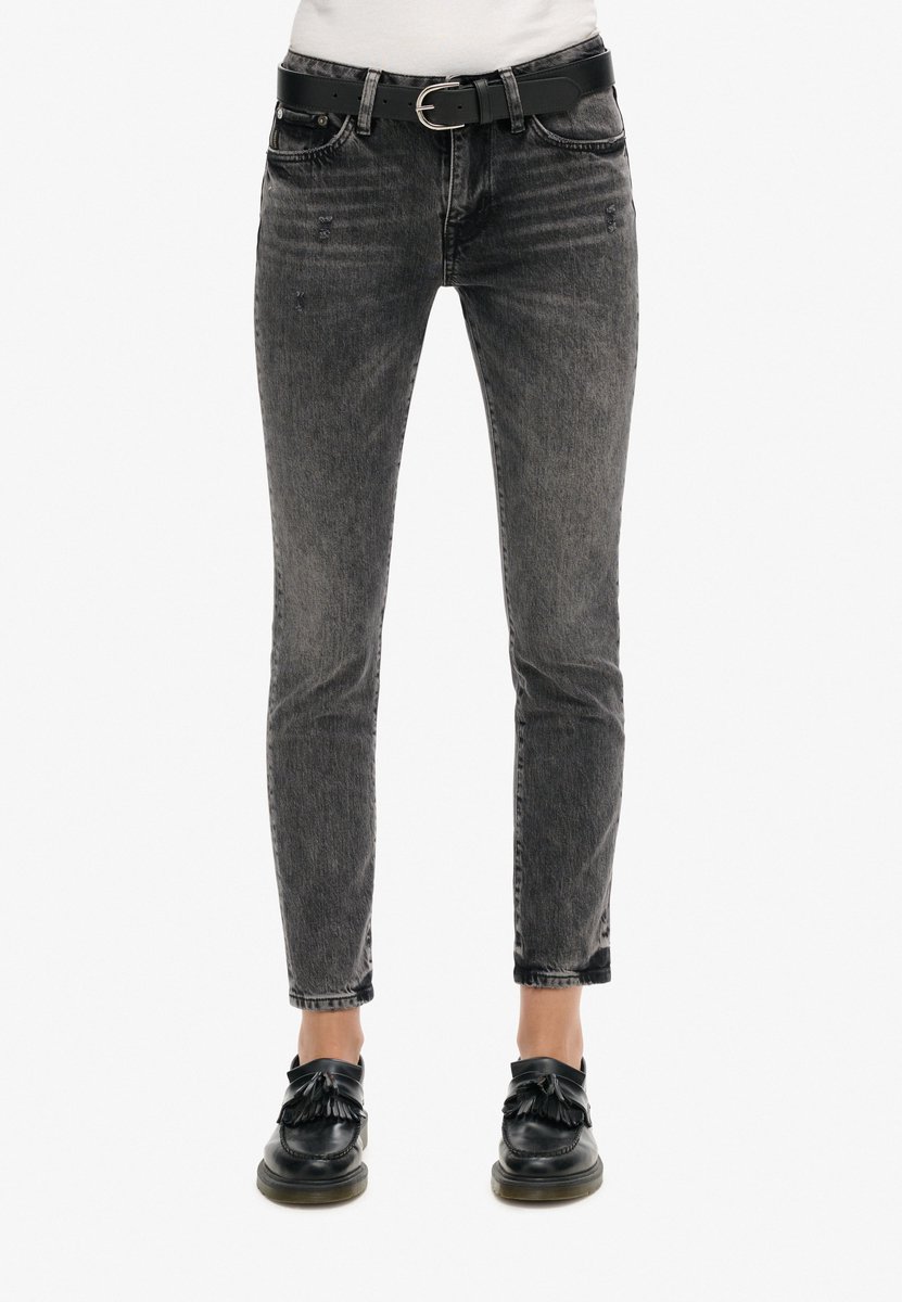 Superdry Slimfit jeans met middelhoge taille Dames Jeans Zwart