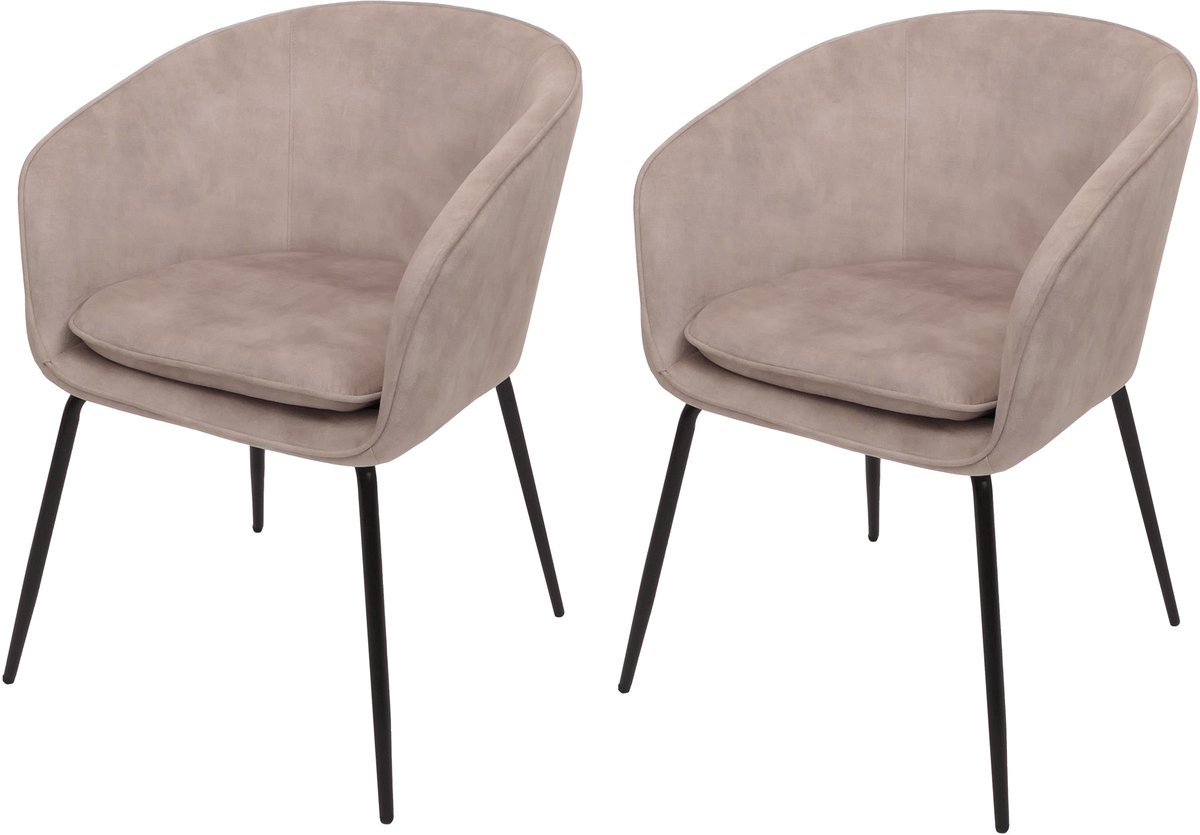 Set van 2 eetkamerstoelen MCW-O28, keukenstoel gestoffeerde stoel, stof/textiel (340g/m²) metaal ~ taupe