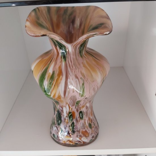 Vaas Sara geel/groen glas 24,5x13x9 - Vrouwentorso