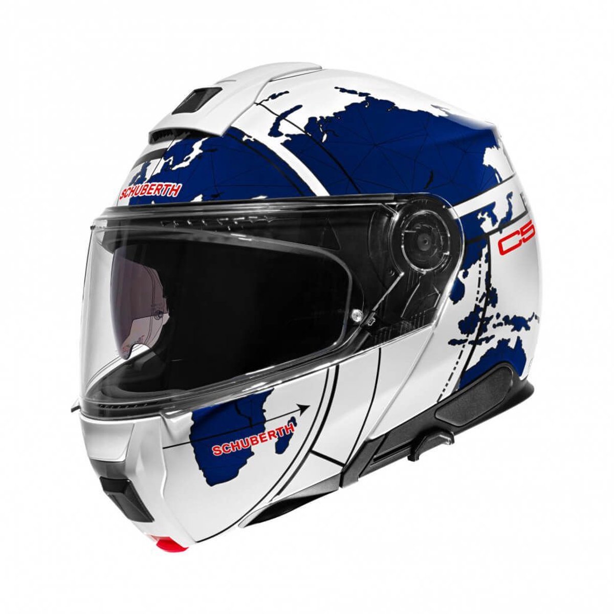 Schuberth C5 Systeemhelm - Globe - glans wit blauw - Maat 63 - Helm