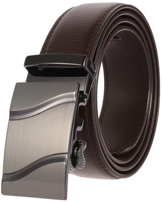 Séparation homme en cuir Ceintures à boucle automatique - Marron - Riem ajustable sans trous 120 cm Wave