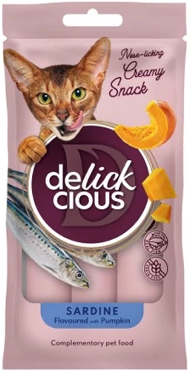 delickcious sardientjes met pompoen 18 pouche zakjes met 4 stuks x 15 gram