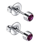 Boucles d'oreilles à tige en titane Caflon 4 mm pour piercing d'oreille hypoallergéniques stériles emballées avec une pierre de cristal violette pierre de naissance février améthyste