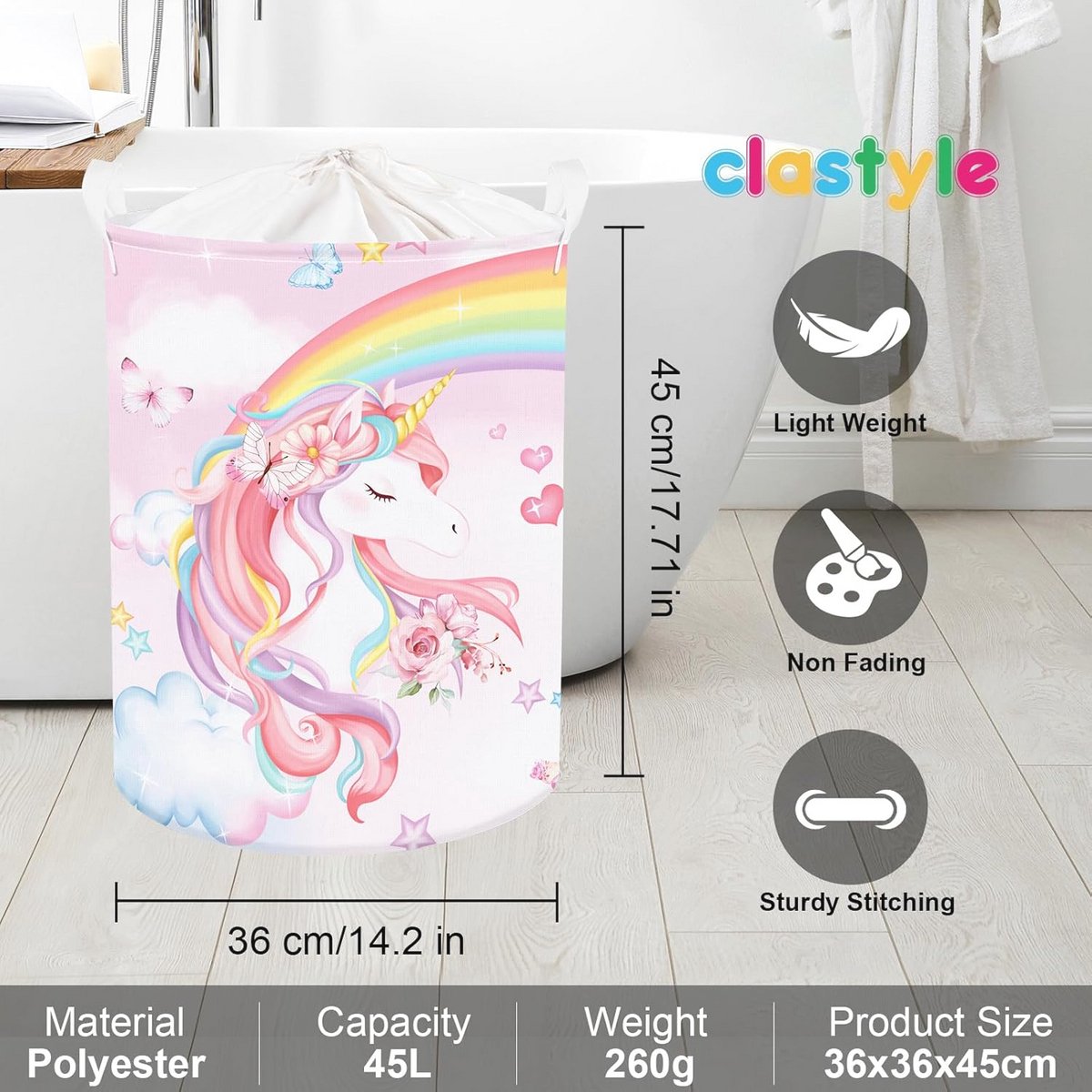 Luxe 2 Stuks 35x45cm Ronde Opvouwbare Wasmand met Handvatten, Eenhoorn Bloem Kast Opbergbak Tas Opbergmand, Thuis Textiel Opslag Wasmand (Flamingo