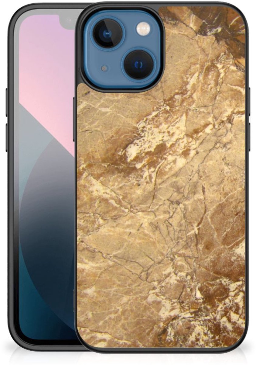 Back Cover voor Apple iPhone 13 mini Marmeren Print Telefoonhoesje Marmer Creme