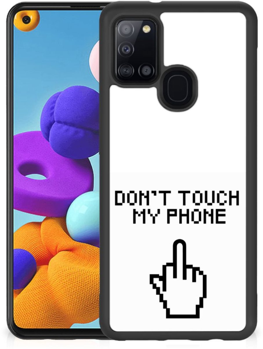 Back Cover voor Samsung Galaxy A21s TPU Hoesje Finger Don't Touch My Phone