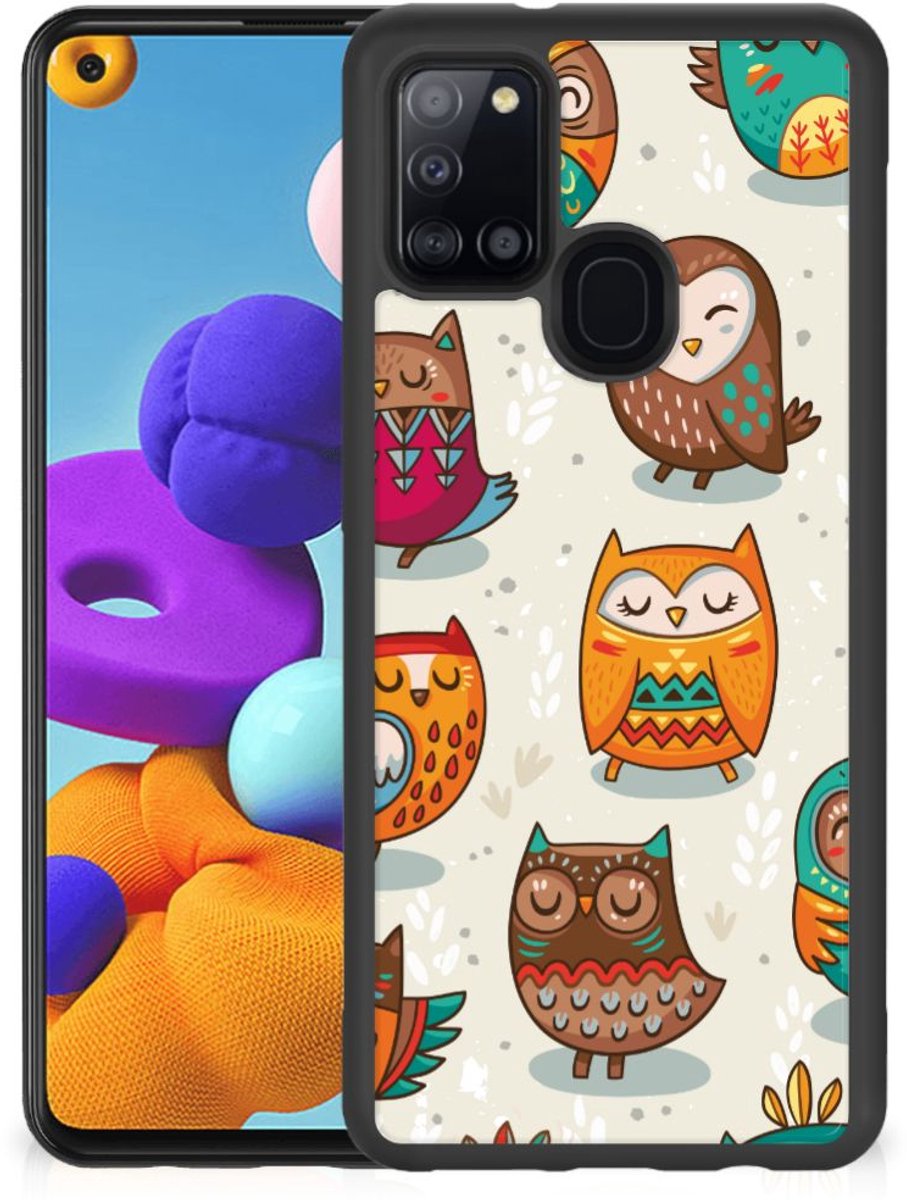 Samsung Galaxy A21s Back Cover Vrolijke Uilen
