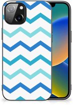 Coque arrière en Siliconen Apple iPhone 14 Phone Case avec Black Edge Zigzag Blauw
