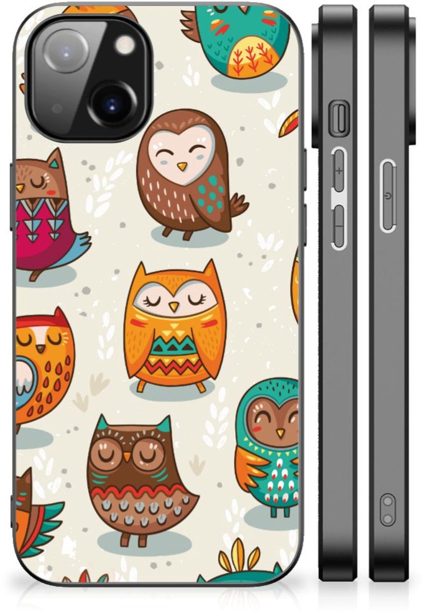 Apple iPhone 13/14 Dierenprint Telefoonhoesje Vrolijke Uilen