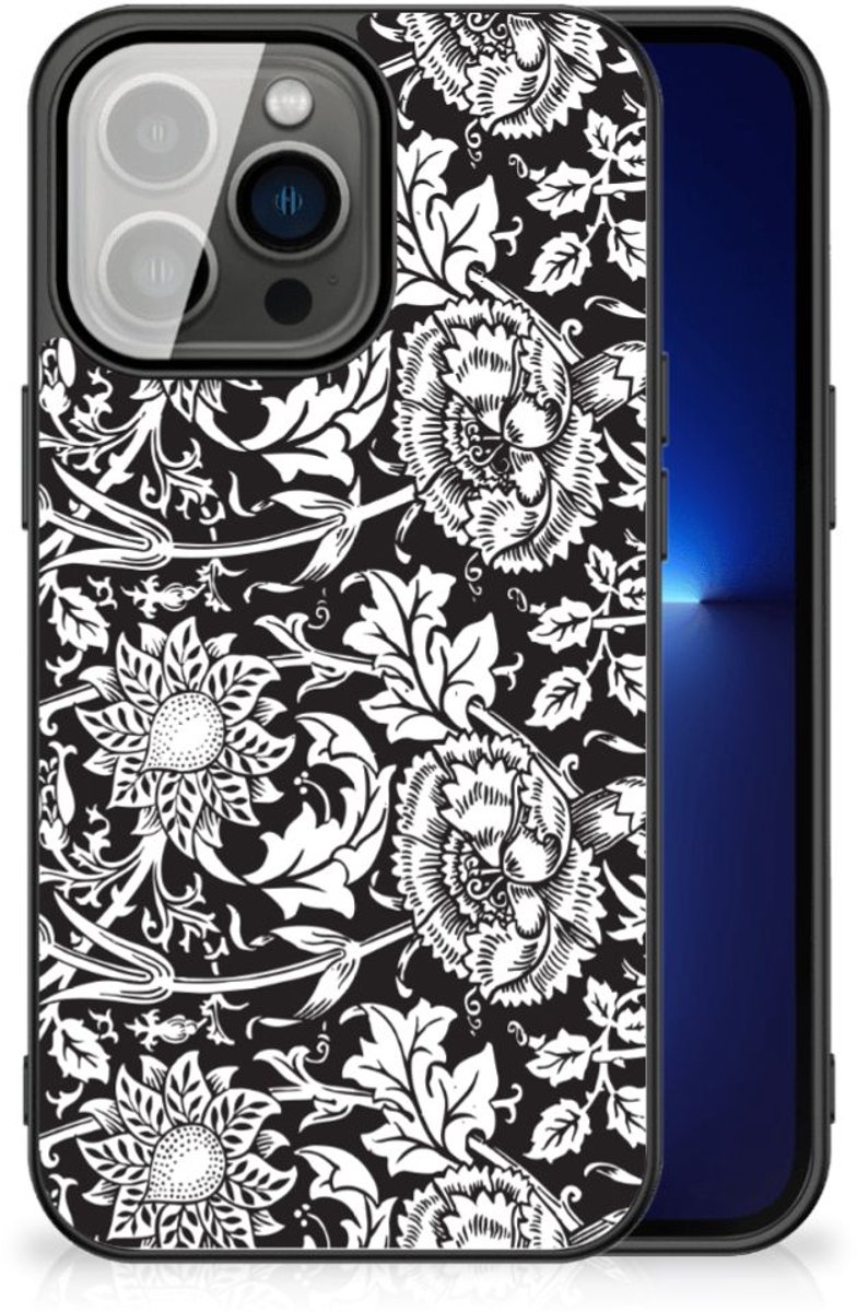 iPhone 13 Pro Bloemen Hoesje Black Flowers