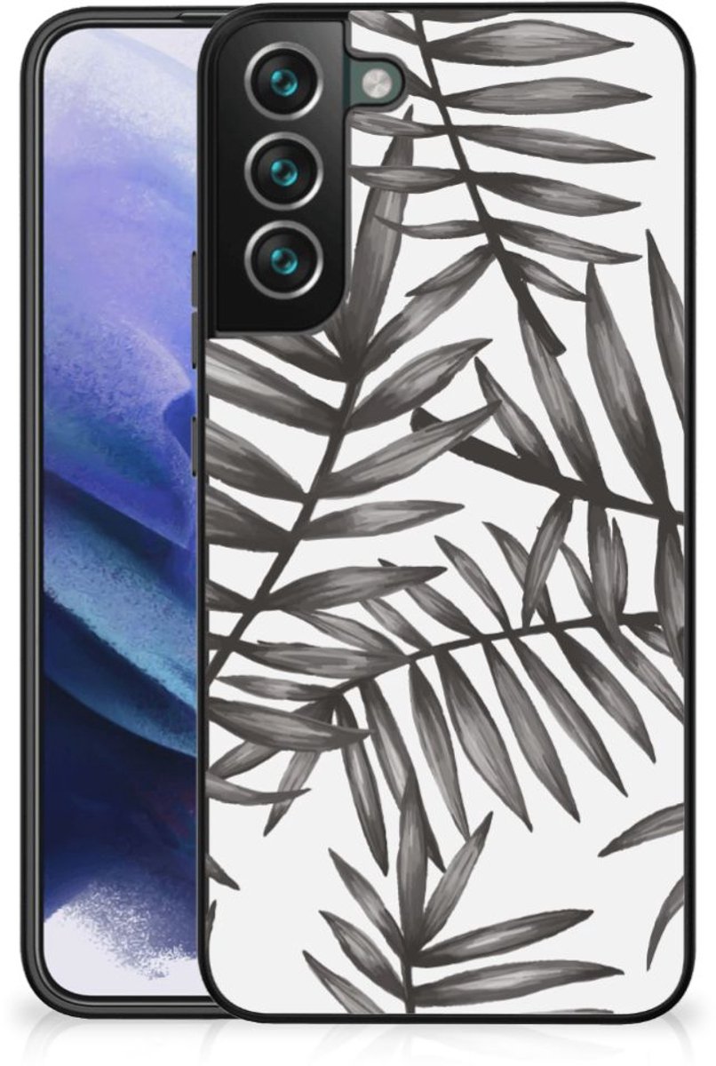 Back Cover voor Samsung Galaxy S22 Plus Bloemen Hoesje Leaves Grey