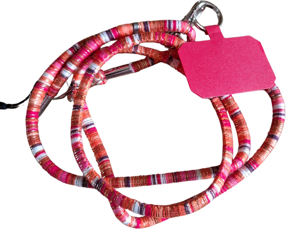 TWOA - telefoonketting - telefoonkoord - universeel - verstelbaar - heldere kleuren met rood