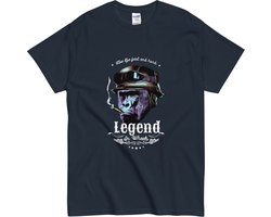 Biker Gorilla Tshirt - Fast Life Legend Quote - Dames & Heren - Blauw - XL
