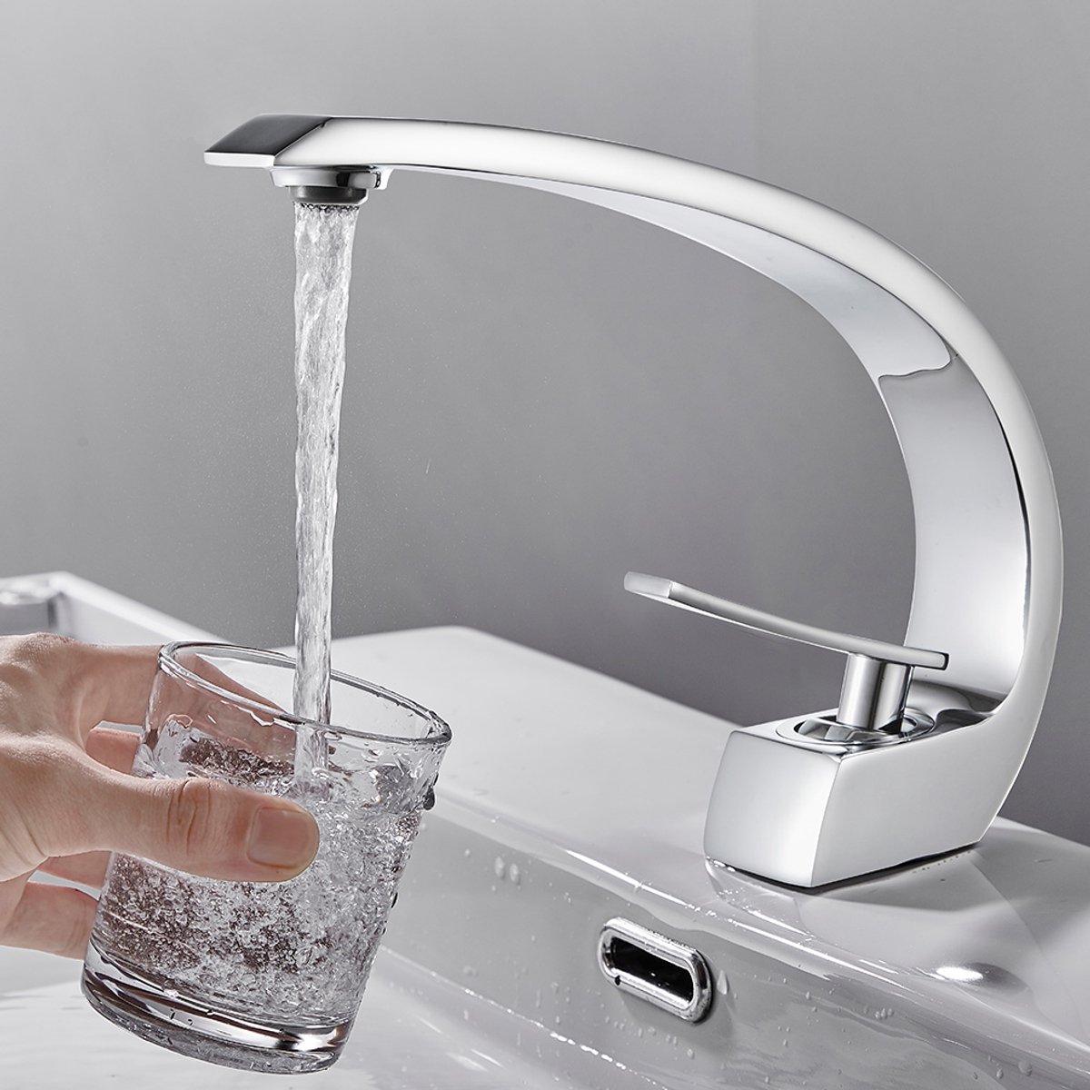Auralum MAX Wastafelkraan - Hoge Uitloop - Badkamer & Keuken Kraan - inclusief aansluitingen - Wastafel Kraan - RVS - Wastafelmengkraan - Waterbesparend - Chroom