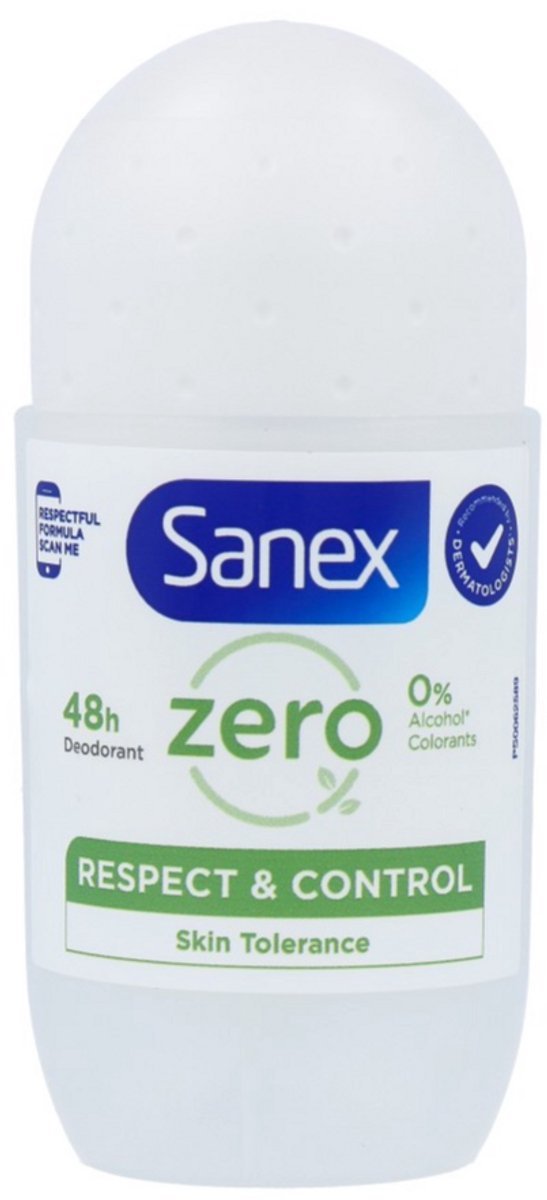 Bol.com Sanex Zero% - Deodorant Roller - 24h Beschermend - 0% Aluminiumzouten & Alcohol - Respect & Controle - 50 ml aanbieding