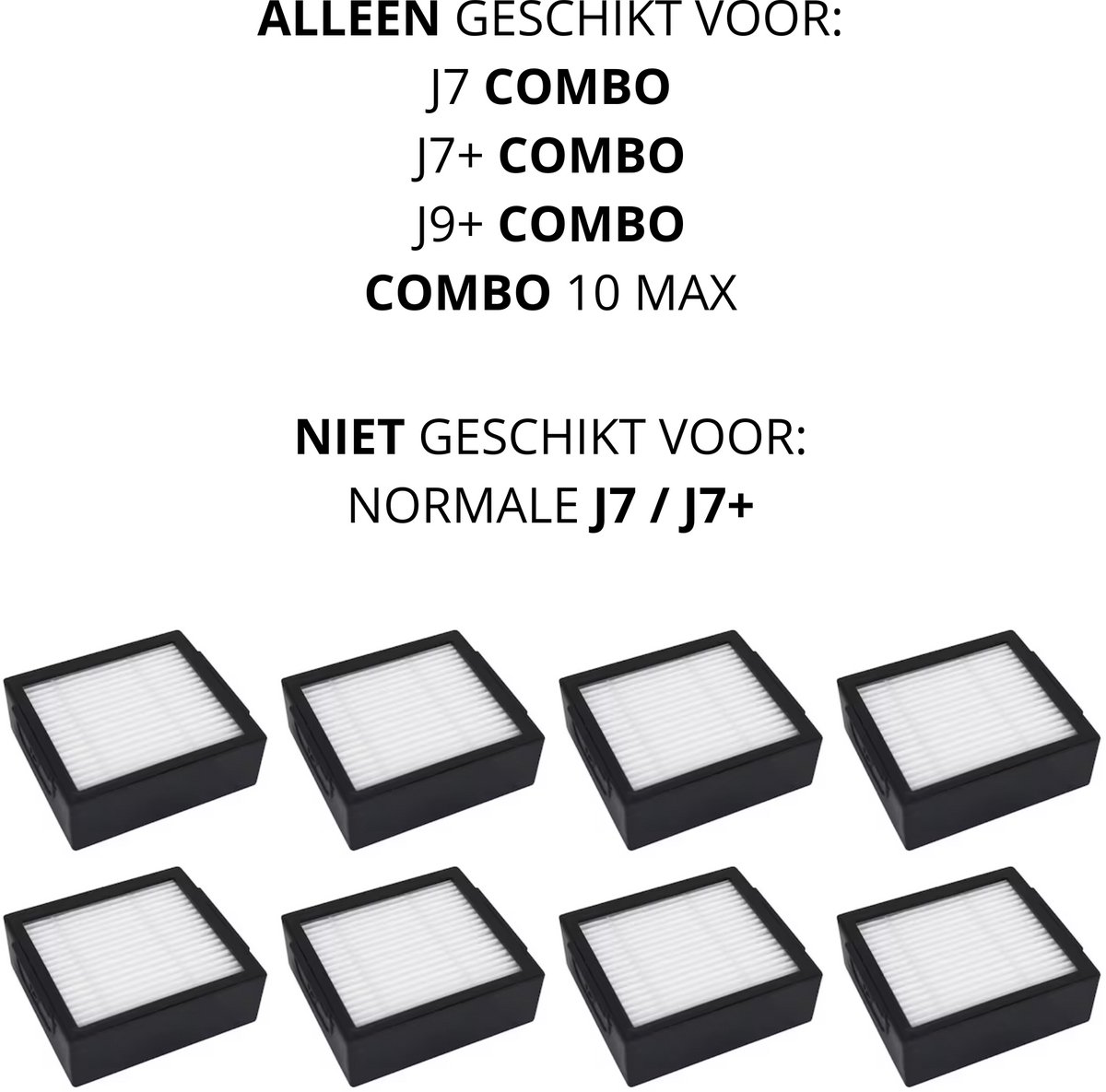 Bramokava® 8x HEPA Filter – ALLEEN geschikt voor iRobot Roomba COMBO j7+ / COMBO j9+ / 10 Max – NIET voor gewone j7+ / j9+ Robotstofzuiger