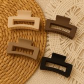 Set 4 Haarklemmen - Bruin - Zwart - Beige - Taupe - 8,5 cm - Goede Kwaliteit - Perfect Als Cadeau - Haaraccessoires