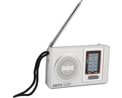 Draagbare Mini Noodradio FM/AM - Pocket Radio Speler - Radio voor Rampen - Radio op Batterijen - Transistor Radio op Batterijen - Kleine Radio - Zilver