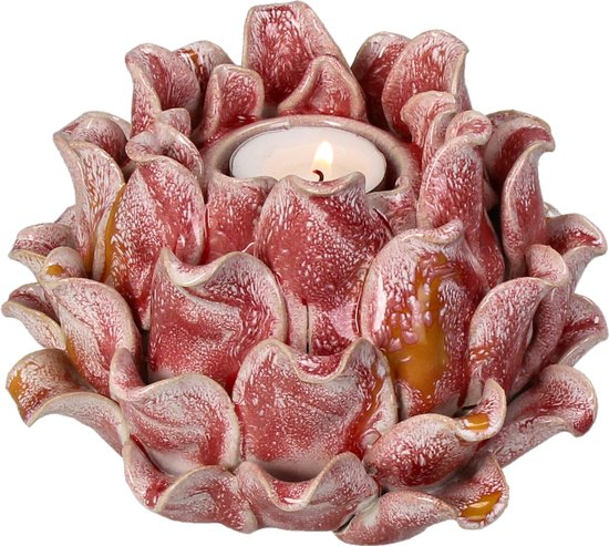 Bougeoir en grès de la HD Collection 14,5 x 14,5 x 10,5 cm