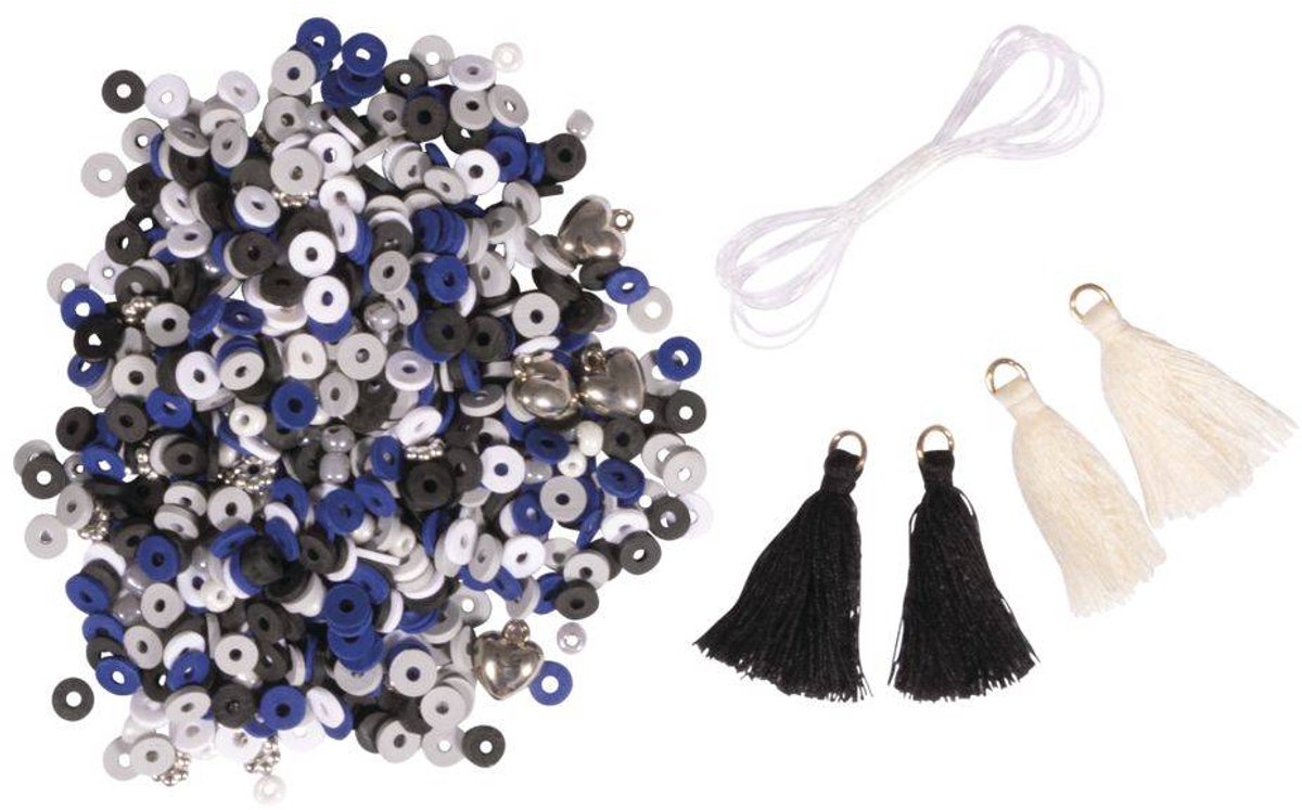 ralenmix - Rayher - Maak je eigen armbanden - Blauw zwart grijs wit tinten