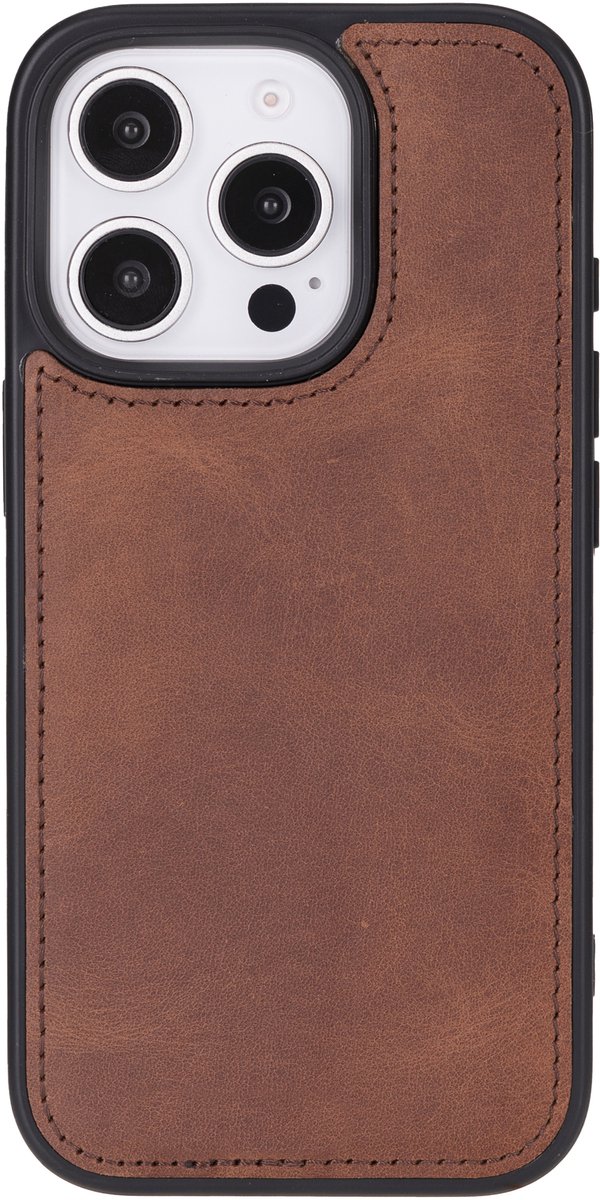 Lykke IPhone 16 Pro Back Cover Hoesje| MagSafe Hoesje| Echt Leer| Bruin