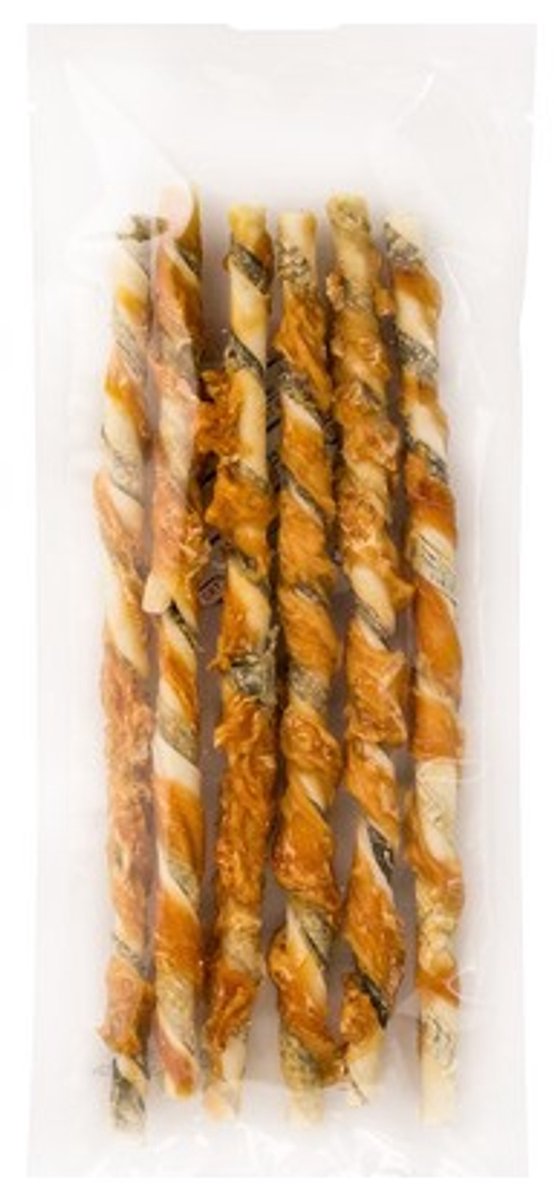 Kauwstaaf Kip en Vis 6 Stuks 25cm - Hondensnacks - Hondenbot - Kauwsnacks - Gedroogd - Kauwbot