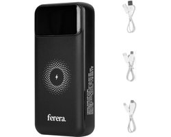 Ferera Wireless Powerbank – 20.000 mAh – Noodpakket – Snellader 22.5W – Inclusief USB-Kabels