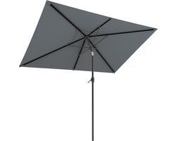 LifeGoods Parasol - Tuin - 270x180cm - 30° Kantelbaar - Waterdicht - met Hoes - Donkergrijs