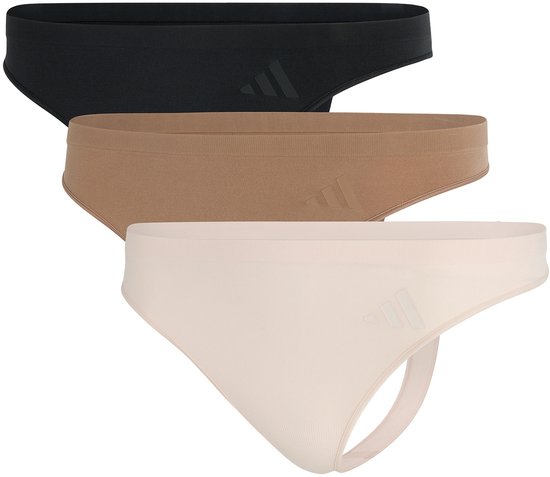 Adidas - Sport Active Seamless - Packaged Panties - String (3PK) - Onderbroek Dames - zwart, beige roze