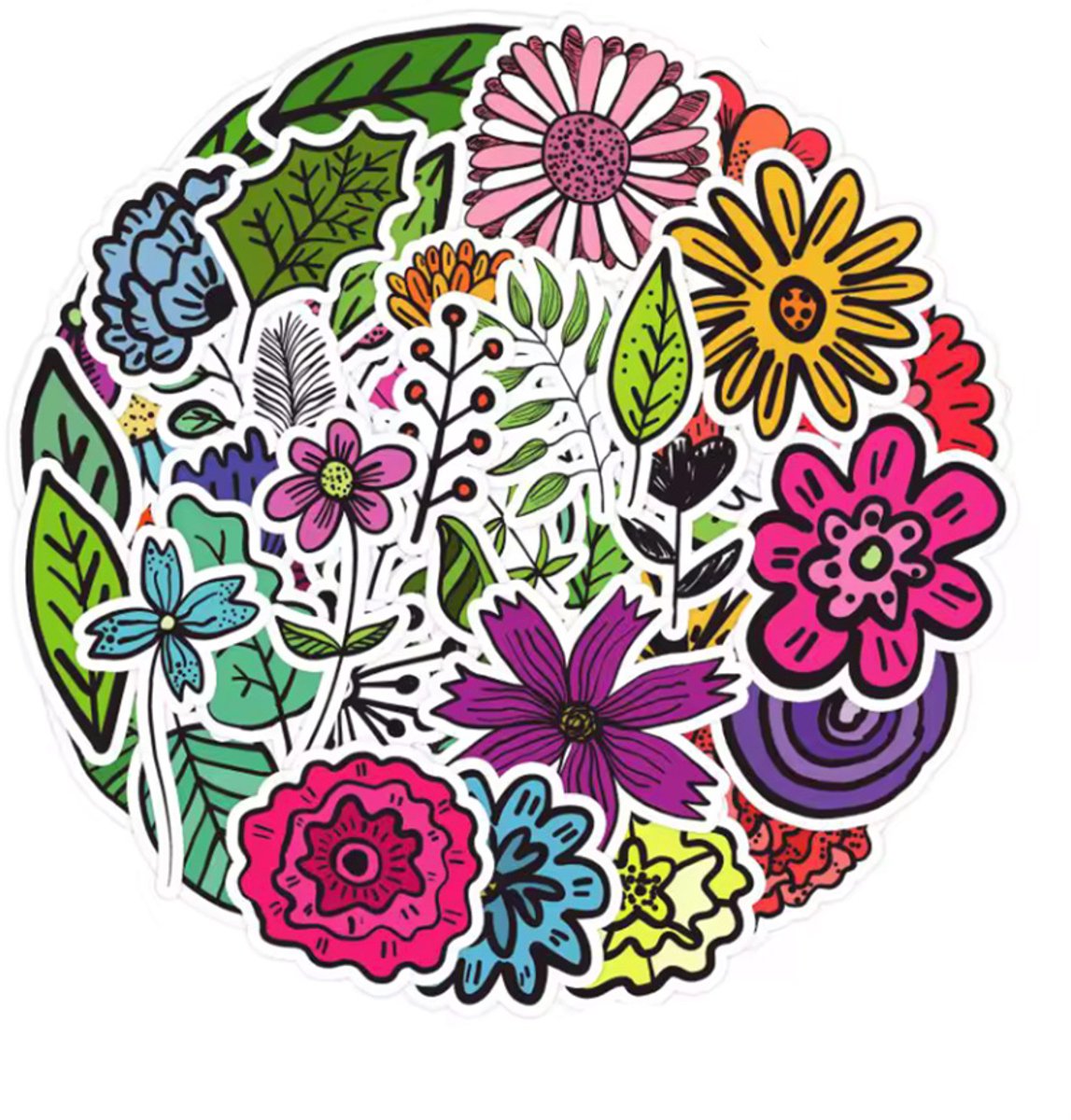CHPN - Stickers - Bloemen stickers - Random stickers - Flower stickers - Sticker - 50 stuks - Mix - Cadeau - Laptop stickers - Bloemen - Bloemetjes - Flowers