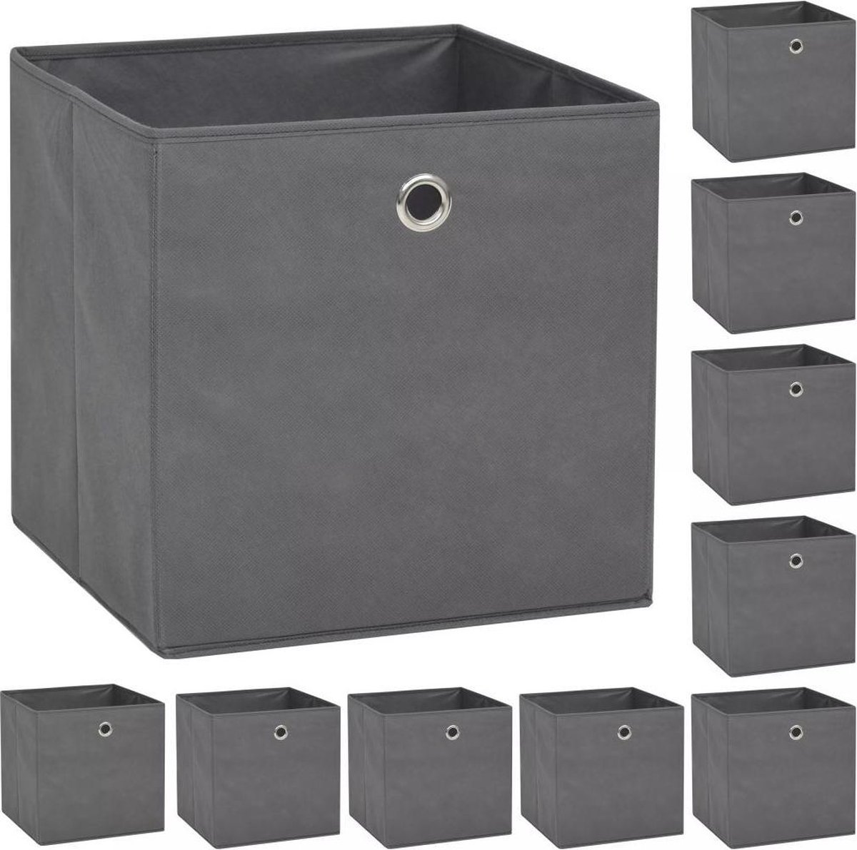 vidaXL - Opbergboxen - 10 - st - 32x32x32 - cm - nonwoven - stof - grijs